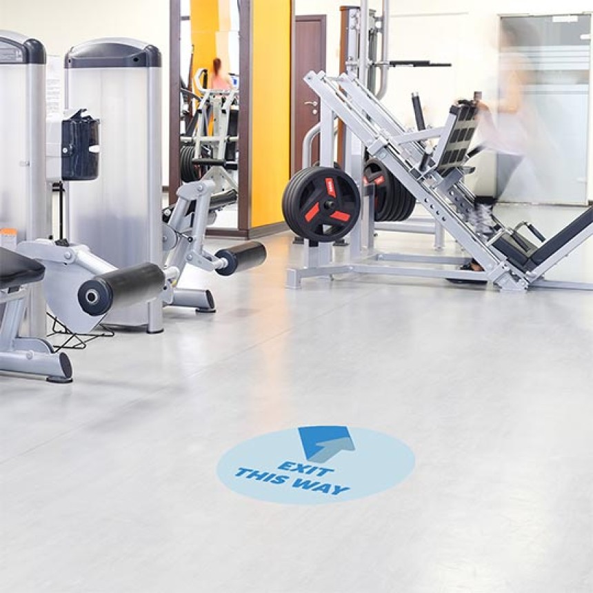 Gym floor sticker exit round