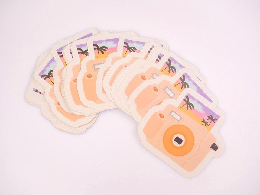 Sticker camera custom cut
