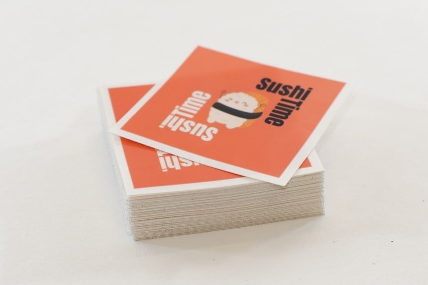 Square stickers for Sushi bar