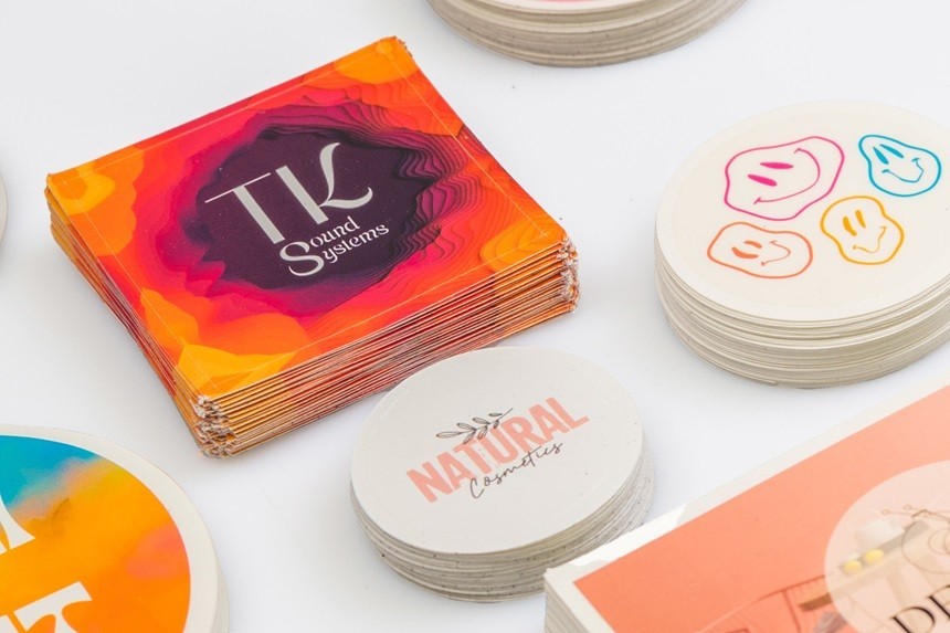 Stickers printed on paper