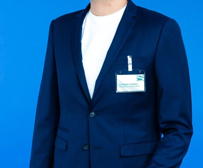 Badge Holder blue suit