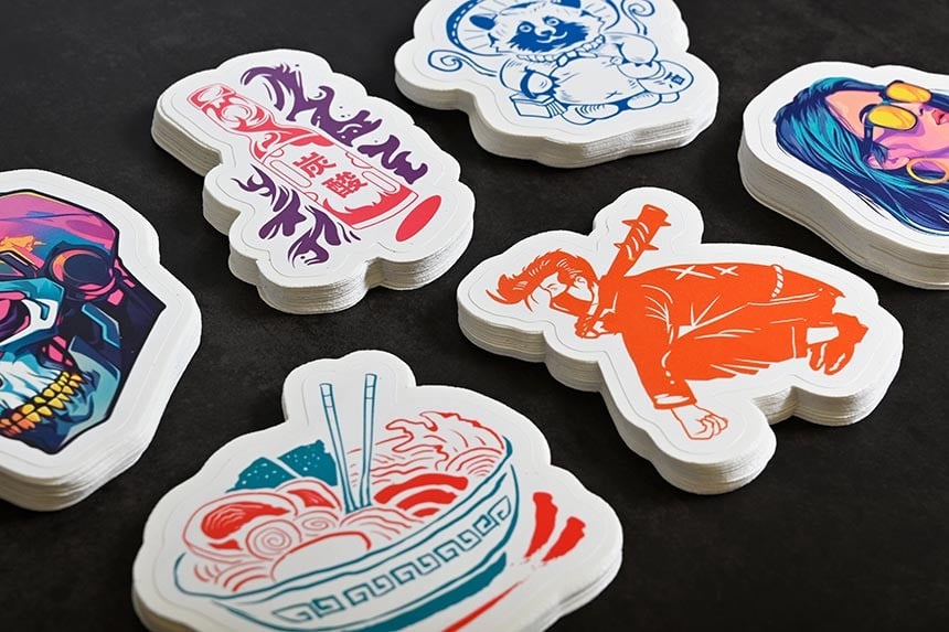 Chinese artwork style stickers landscape