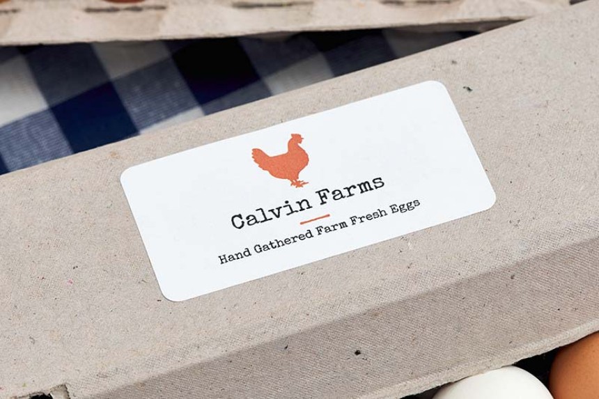 Egg box with home printed label on lid