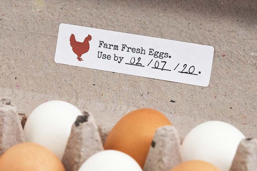 Egg box with home printed label