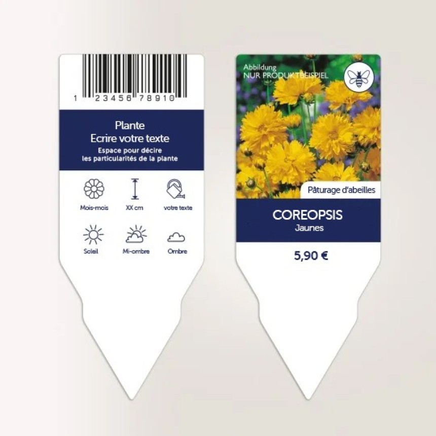 Plant label marker large white plastic with printed barcode