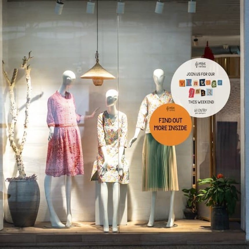 Clothing store dummies window sticker
