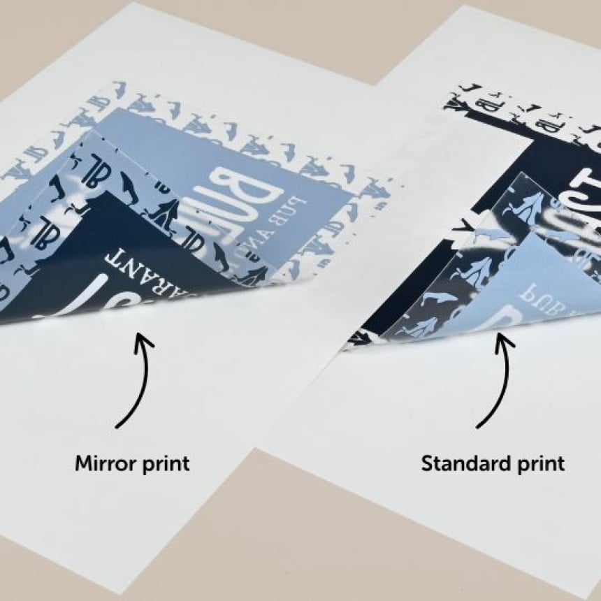Window sticker printing mirror vs standard