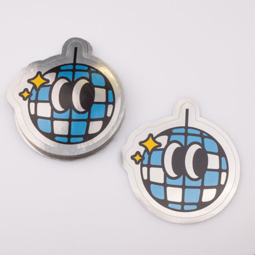 Kiss cut silver glitter ball stickers