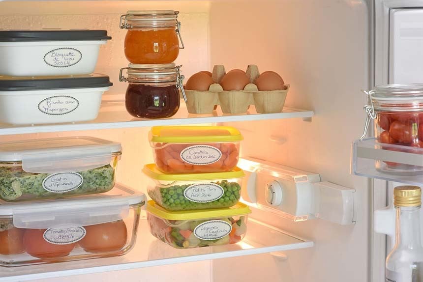 Fridge Tupperware with labels