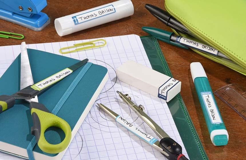 School supplies and stationery labelling