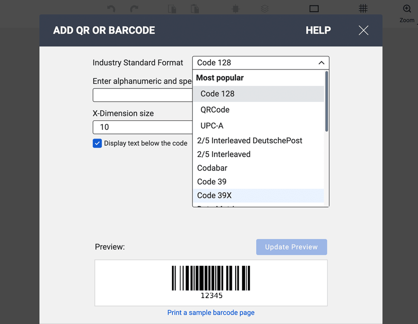 DPO add a barcode