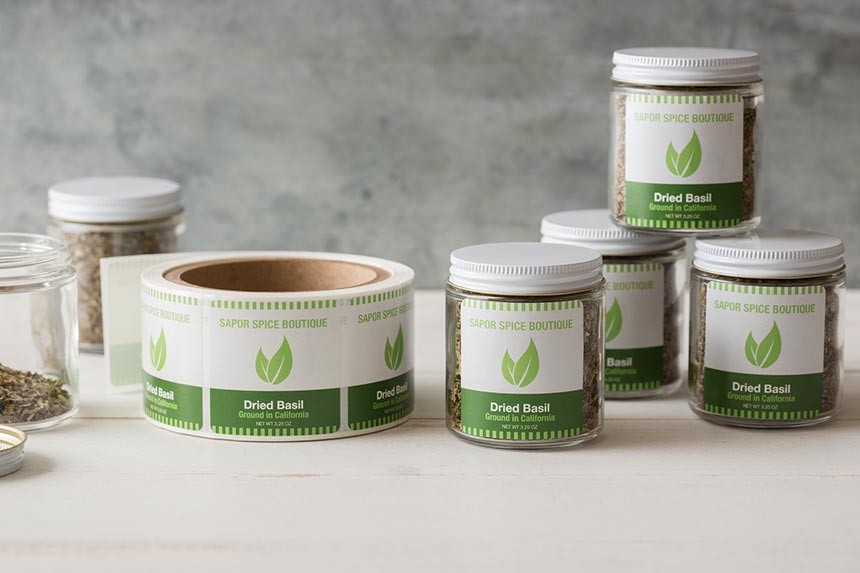 herb spice labels on rolls