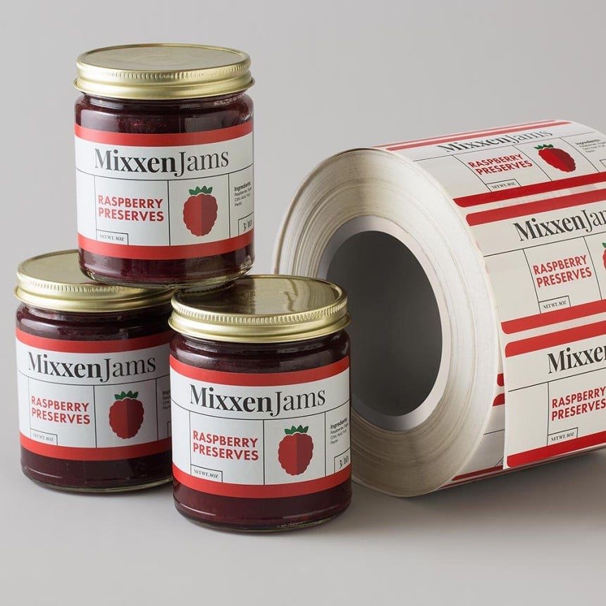 Rectangle roll labels jam jars