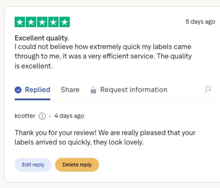 Kerry Cotter replying to a customer on Trustpilot