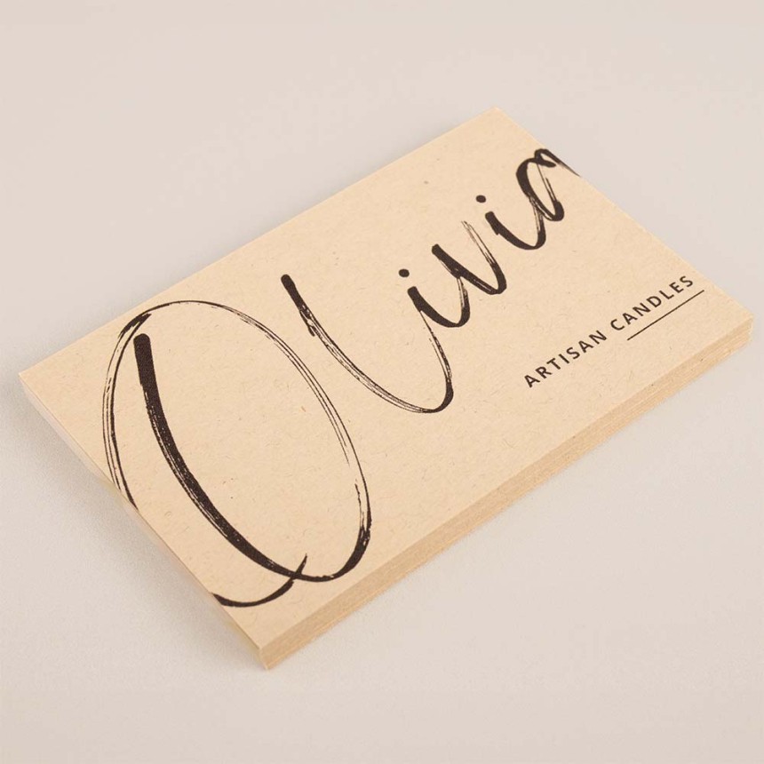 Brown kraft business card for artisan candle company