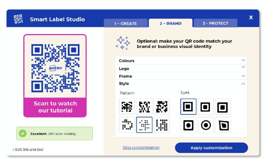 Avery Smart Studio - SmartQR UI