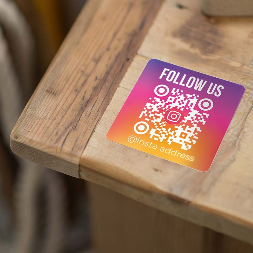social qr code sticker on table