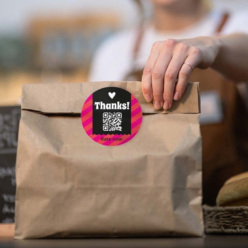 thank you qr code hand holding coffee bag
