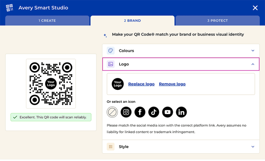 Avery Smart Studio - SmartQR UI