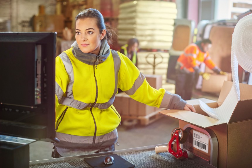 Woman in warehouse