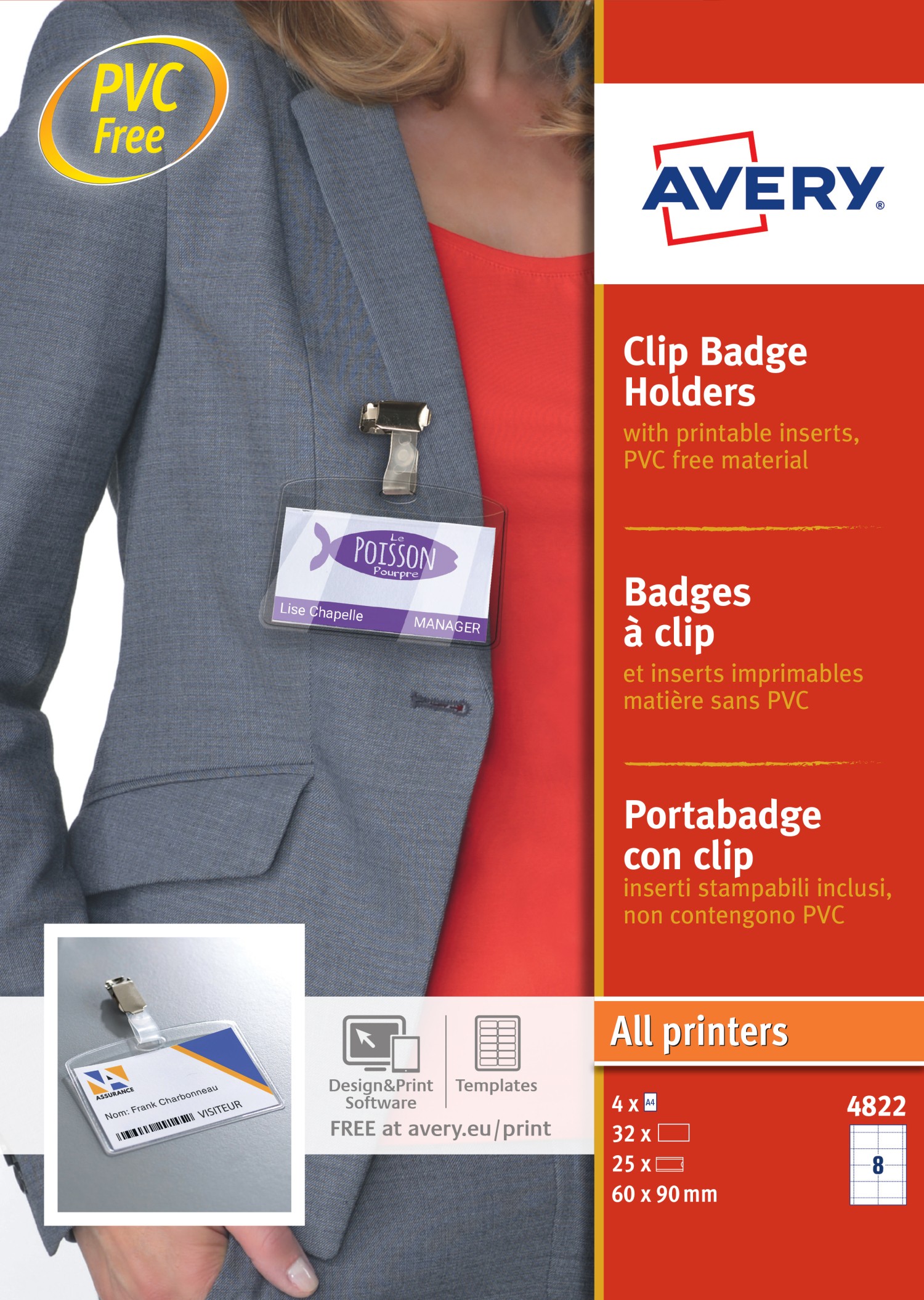 Badge Holders with Clip 482220 Avery