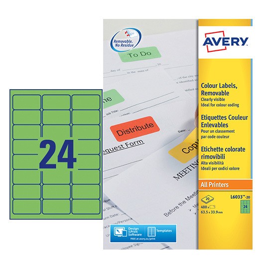 Coloured Labels | L6033-20 | Avery