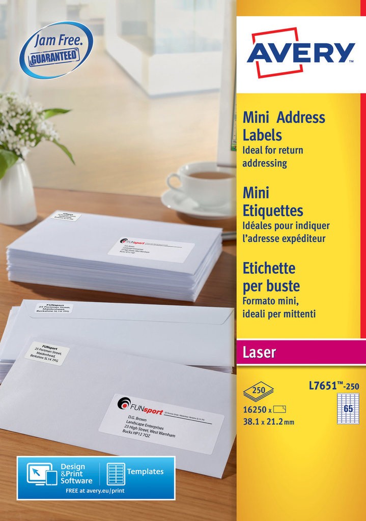 Avery mini laser labels l7651