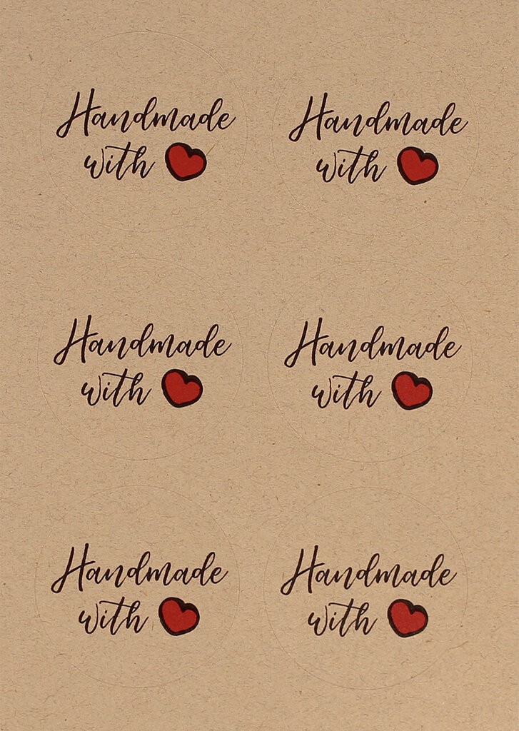 Handmade With Love Round Kraft Stickers Ahl01 Avery