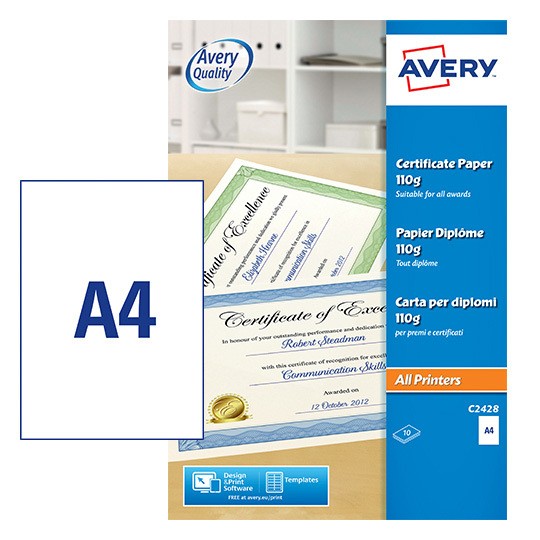 certificate paper c2428 avery