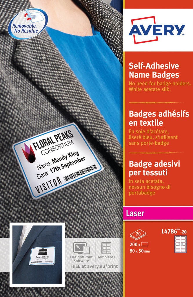 Self Adhesive Name Badges | L4786-20 | Avery