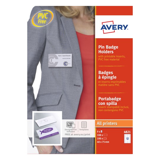 Pin Badge Holders 482120 Avery