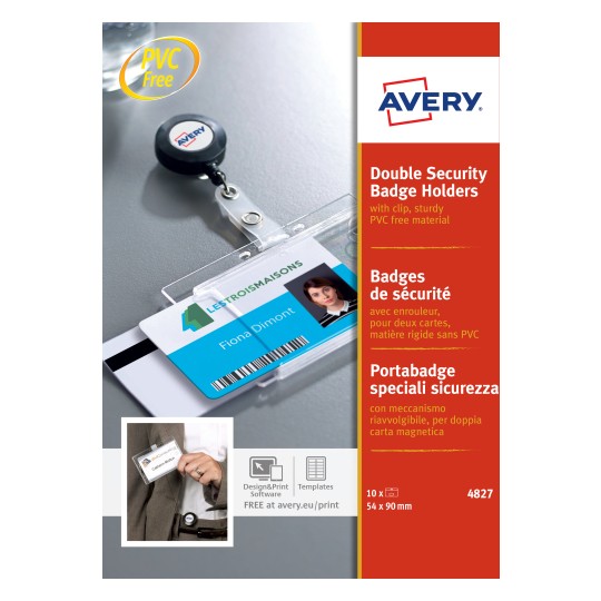 Double Security Badge Holders with Clip 4827 Avery