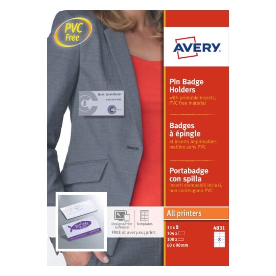 Avery 4831 Pin Badge Holders