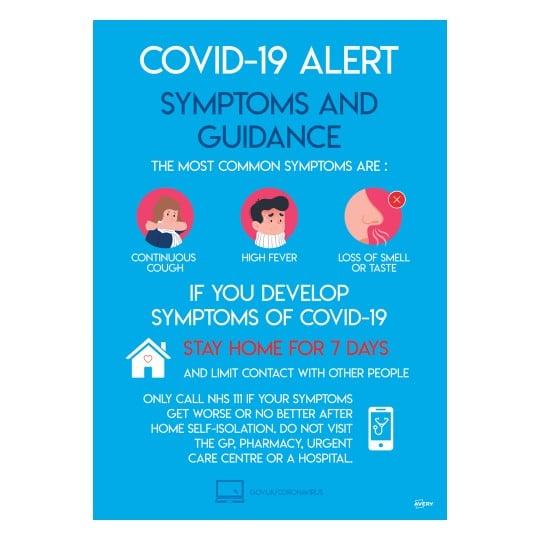 Avery COVID sign - Coronavirus Symptoms A3 Poster COVSGA3