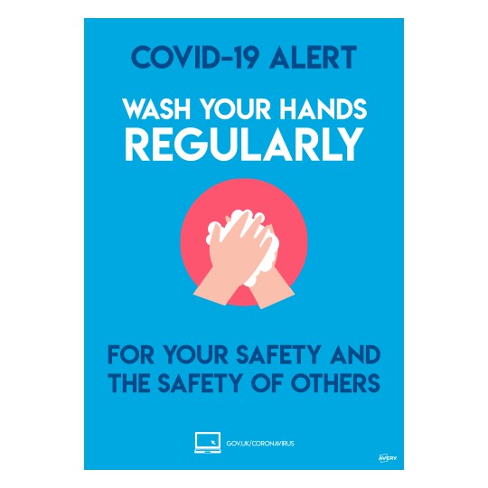 Avery COVID Sign - Coronavirus Wash Hands A4 Poster COVWHA4