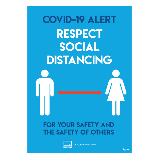 Avery COVID Social Distancing Signs - Coronavirus Practise Social Distancing Posters
