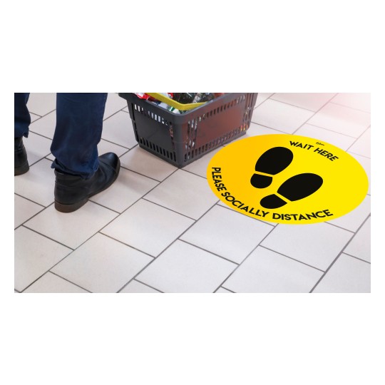 Avery COVID Social Distancing Floor Decals - Coronavirus Please socially distance floor sticker sign for retail