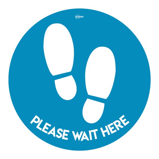 product_covid-19_Please Wait Here Circular Floor Stickers - COVFSB275G