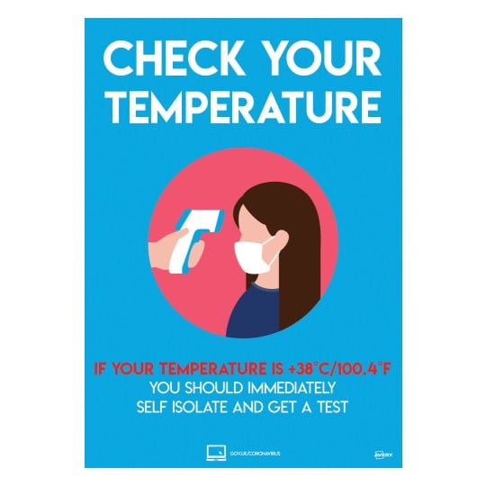 COVID/Coronavirus Check your Temperature Sign COVTEMPA4 Avery