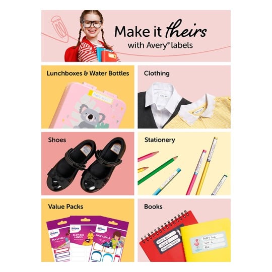 Avery school label range