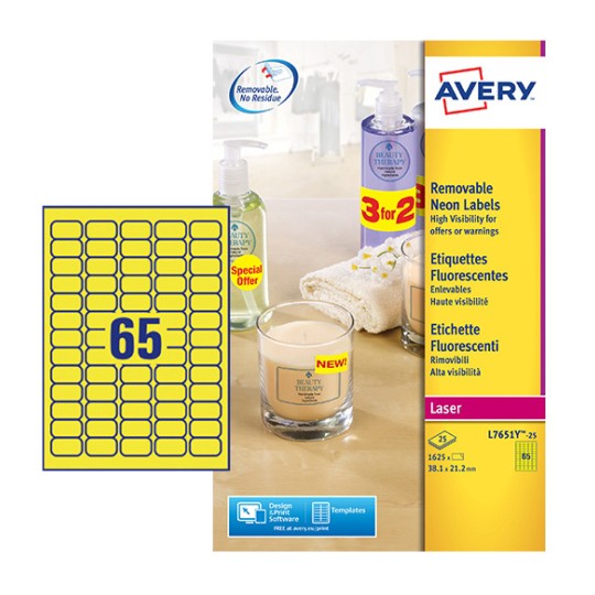 Neon Yellow Labels L7651Y-25