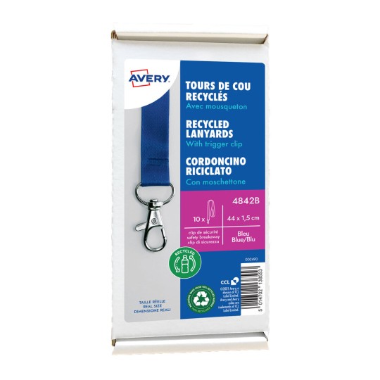 10 blue recycled lanyards with trigger clip 4842B
