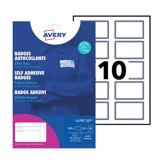 Self Adhesive Name Badges, l4787, 20 L4787-20 Content: 200 Labels / 20 Sheet
