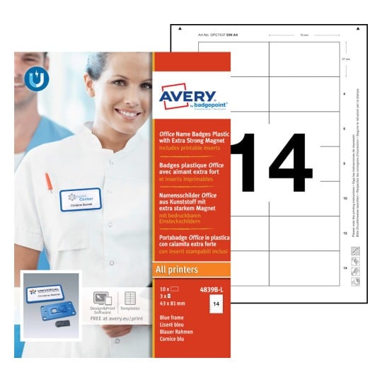 Office Name Badges - Plastic with  Extra Strong Magnet 4839B-L