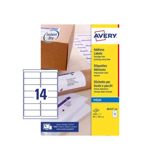 1400 x Avery Multi-Purpose Printer Labels 99.1 x 38.1 mm 14 Per Sheet 
