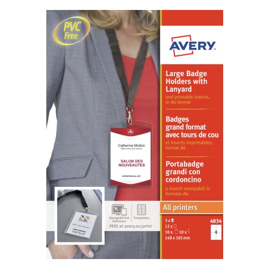 A6 Badge Holders with lanyards 4834 Avery