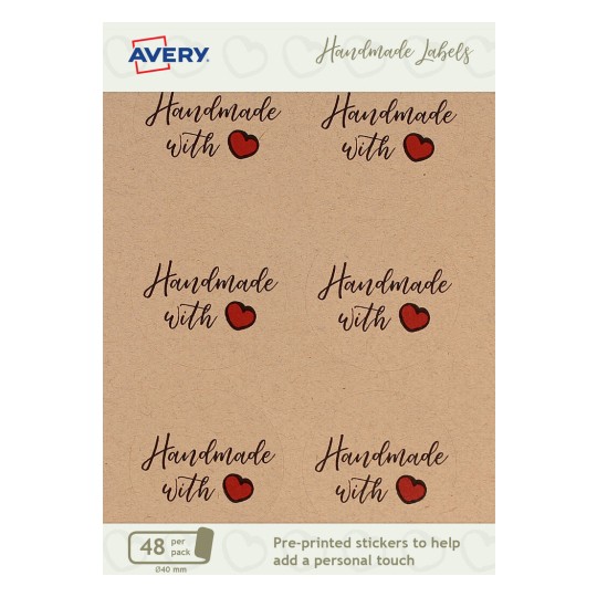 Handmade with Love Round Kraft Stickers AHL01