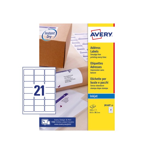 Address Labels, J8160, 10 sheets J8160-10 Content: 210 Labels / 10 Sheet