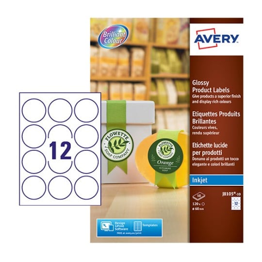 Round Glossy labels J8105-10