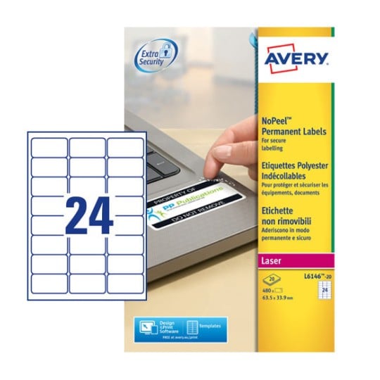 NoPeel™ Labels L6146-20 Content: 480 Labels / 20 Sheet
